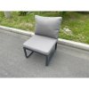 Fimous Aluminum Outdoor Garden Furniture Armless Sofa Chair With Seat And Back Cushion Dark Grey
