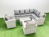 Fimous Garden Outdoor PE Rattan Furniture Set 8 Seater Rattan Garden Sofa Set with 2 Light Grey Mixed