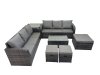 Fimous Outdoor 3 Seater Sofa Coffee Table Set Garden Rattan Furniture Set 9 Seater with 3 Stool Side Table Dark Grey