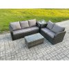 Fimous 5 Seater Rattan Wicker Garden Furniture Patio Conservatory Sofa Set with Rectangular Coffee Table 3 Seater Sofa Love Sofa Side Table