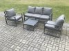 Fimous Aluminium Outdoor Garden Furniture Set Lounge Sofa 2 PC Chairs Square Coffee Table Sets Dark Grey