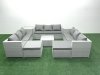 Fimous Rattan Garden Outdoor Furniture Set 11 Seater Rattan Garden Sofa Set with 2 Big Footstools Side Table Light Grey Mixed