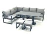 Fimous Aluminum Outdoor Garden Furniture Set Corner Sofa 2 Small Footstool Adjustable Rising Lifting Dining Table Sets Dark Grey