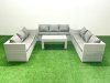 Fimous Rattan Garden Outdoor Furniture Set 9 Seater Garden Sofa Oblong Coffee Table Set Light Grey Mixed