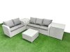 Fimous 5 Seater PE Rattan Wicker Garden Furniture Patio Conservatory Sofa Set with Square Coffee Table 3 Seater Sofa Love Sofa 2 Side Table