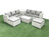 Fimous Garden Outdoor PE Rattan Furniture Set 8 Seater Rattan Garden Sofa Set with 2 Big Footstools Side Table Light Grey Mixed