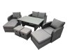 Fimous 8 Seat Outdoor Wicker PE Rattan Garden Furniture Set Dining Table Sofa Sets with 4 Stools Dark Grey Mixed