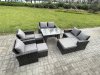 Fimous Garden Furniture Sets 8 Pieces Wicker Rattan Furniture Manual Wicker Patio Sofa Patio Conversation Set with 3 Footstools Dark Grey Mixed