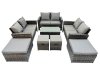 Fimous PE Rattan Garden Furniture Set Lounge Double Seat Sofa Coffee Table Set with 4 Stools Dark Grey MixedMixed