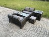 Fimous 6 Pieces Garden Furniture Sets Poly Rattan Outdoor Patio Furniture PE Wicker Furniture Set with Side Table 2 Small Footstool Loveseat and Table for Garden Backyard Dark Grey Mixed
