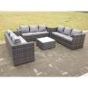 Fimous Outdoor Rattan Garden Furniture Lounge Sofa Set With Square Coffee Table