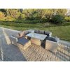 Fimous Rattan Garden Funiture Set Adjustable Rising Lifting Table Sofa Dining Set Side Coffee Tea Table Chair Footstool