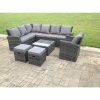 Fimous 9 Seater High Back Rattan Garden Furniture Set Corner Sofa With Square Coffee Table Footstool With Chair