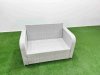 Fimous 4 Seat Outdoor Love Sofa Set Rattan Garden Furniture Set with Rectangular Dining Table Light Grey