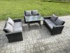 Fimous 6 Seater Rattan Wicker Garden Furniture Patio Conservatory Sofa Set with Rectangular Dining Table Love Seat Sofa