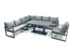 Fimous 8 Seater Outdoor Aluminum Garden Furniture Set Corner Sofa Chair Adjustable Rising Lifting Dining Table Sets Dark Grey