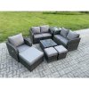 Fimous 8 Piece Garden Furniture Sets 8 Seater Outdoor Patio Furniture Set Weaving Wicker Rattan Sofa Chair and Table with 3 Footstools Side Table