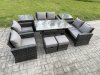 Fimous Garden Furniture Sets 9 Pieces Rattan Furniture Handmade Wicker Patio Sofa Set with 2 Small Footstools 2 Side Tables Dark Grey Mixed