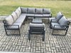 Fimous Outdoor Garden Furniture Patio Lounge Corner Sofa Aluminium Set with Square Coffee Table 3 Pcs Arm Chairs Dark Grey