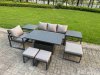 Fimous Aluminum Outdoor Dining Set Patio Dining Furniture Set Includes Adjustable Rising Lifting Dining Table Chairs with 3 Footstools Side Table