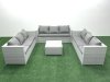Fimous Rattan Garden Outdoor Furniture Set 9 Seater Rattan Garden Sofa Set Light Grey Mixed
