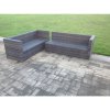 Fimous Dark Grey Mixed Rattan Garden Furniture Corner Sofa Set Square Coffee Table Chair Footstools Left Hand Option