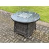 Fimous Rattan Garden Furniture Gas Fire Pit Rectangle Round Dining Table And Dining Chairs 4 Seater + Round Table