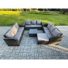 Fimous Patio Garden Furniture Sets Wicker 10 Seater Outdoor Rattan Furniture Sofa Sets with Square Coffee Table Big Footstool