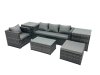 Fimous Outdoor Coffee Table Sofa Armchair Set with Side Table Big Stool Garden Furniture Set Dark Grey Mixed