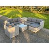 Fimous Light Grey Outdoor Rattan Garden Furniture Set Corner Sofa Set 2 Coffee Table Big Footstool Armchair