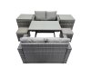 Fimous 6 Seater Garden Outdoor Rattan Furniture Set Rattan Sofa Oblong Dining Table with 2 Small Footstools 2 Side Table Dark Grey
