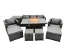 Fimous Rattan Garden Furniture Firepit Dining Set 9 Seater Lounge Sofa Table Set with side table 4 Footstool