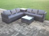 Fimous Dark mixed Grey Outdoor Rattan Garden Furniture Set Corner Sofa 2 Tables