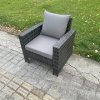 Fimous High Back Rattan Outdoor Garden Furniture Single Sofa Arm Chair Patio Furniture With Thick Seat And Back Cushion