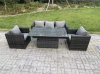Fimous 5 Seater Wicker Rattan Garden Furniture Rising Table Sets Dark Grey Mix