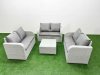 Fimous 6 Seater PE Wicker Rattan Furniture Sofa Sets with Square Coffee Table 2 Seater Love Sofa Light Grey