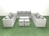 Fimous Rattan Garden Outdoor Furniture Set 11 Seater Garden Sofa Coffee Table Set with 2 Small Footstool Side Table Light Grey Mixed