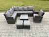 Fimous 9 Seater Outdoor Garden Furniture Set Wicker PE Rattan Corner Sofa Set with Square Coffee Table 2 Small Footstools Armchair Dark Grey Mixed