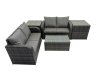 Fimous Outdoor Love Sofa Coffee Table Set Garden Rattan Furniture Set 4 Seater with 2 Side Tables Dark Grey