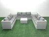 Fimous Rattan Garden Outdoor Furniture Set 9 Seater Rattan Garden Sofa Set with 2 Side Tables Light Grey Mixed