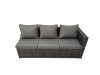 Fimous Outdoor PE Rattan Sofa Set with Dining Table Patio Garden Furniture Sets with Big Stool Dark Grey Mixed