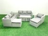 Fimous Outdoor Rattan Garden Furniture Set with Grey Cushions Luxury 11 Seater with Chair,Coffee Table and Side Table For Conservatory,Patio