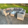 Fimous 6 PC Light Grey Outdoor PE Rattan Garden Furniture Set Wicker Sofa Coffee Table 2 Armchair