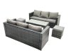 Fimous Garden Outdoor Rattan Furniture Set with Sofa Coffee table 2 Small Footstools Dark Grey Mixed