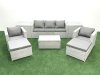 Fimous Rattan Garden Furniture Set with 3 Seater Sofa 2 Chair Rectangular Coffee Table 2 Big Footstools 2 Side Tables Light Grey Mixed 7 Seater