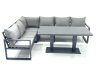 Fimous Aluminum Outdoor Garden Furniture Set Corner Sofa Adjustable Rising Lifting Dining Table Sets Dark Grey