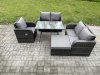 Fimous Outdoor Garden Dining Sets Rattan Furniture With Dining Table Armchairs Love Sofa Big Footstool Dark Grey Mixed