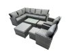 Fimous 11 Seat Rattan High Back Corner Sofa Set Patio Coffee Table Sets with 3 Stools Chair Dark Grey Mixed