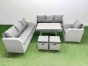 Fimous 6 Pieces Outdoor PE Rattan Garden Furniture with Cushions Reclining Chair 2 Small Stools Light Grey