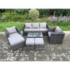 Fimous Outdoor Rattan Garden Furniture Set with 3 Seater Sofa Coffee Table 2 Armchairs 3 Footstools Patio Lounge Sofa Set Dark Grey Mixed